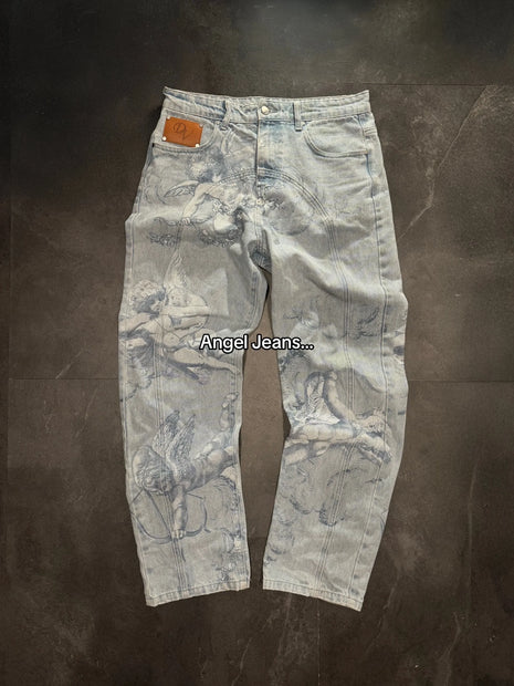 Jeans Strappati Stile Retrò Americano Y2k per Donne, Pantaloni in Denim con Due Aperture, Casual Goth Streetwear a Gamba Larga e Vita Alta