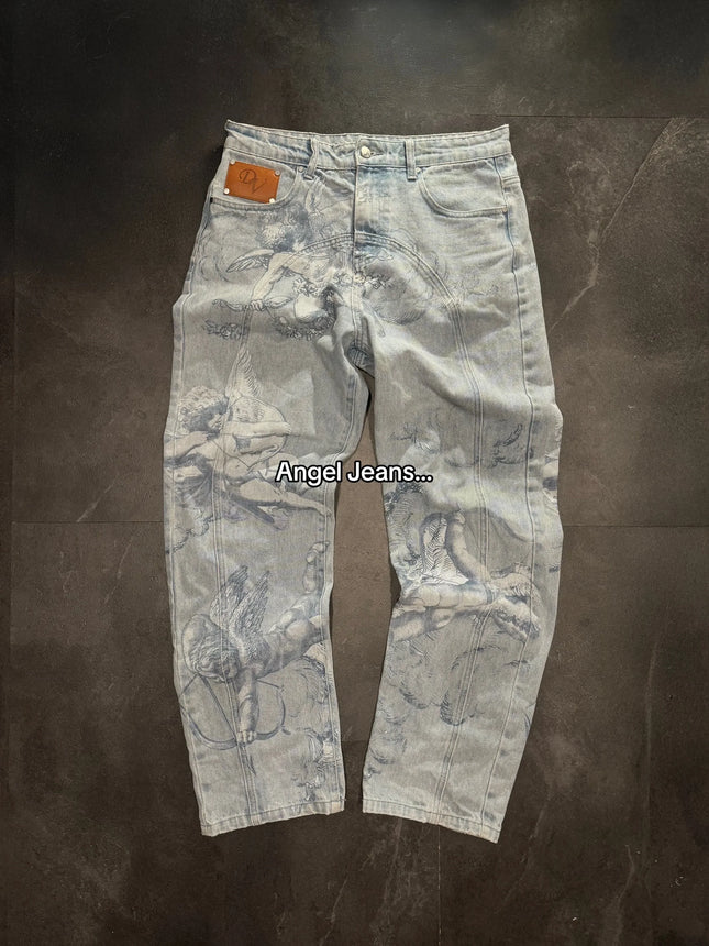 Y2K American Retro Style Ripped Jeans for Women, Two Slit Denim Pants, Casual Goth Streetwear Wide Leg High Waist