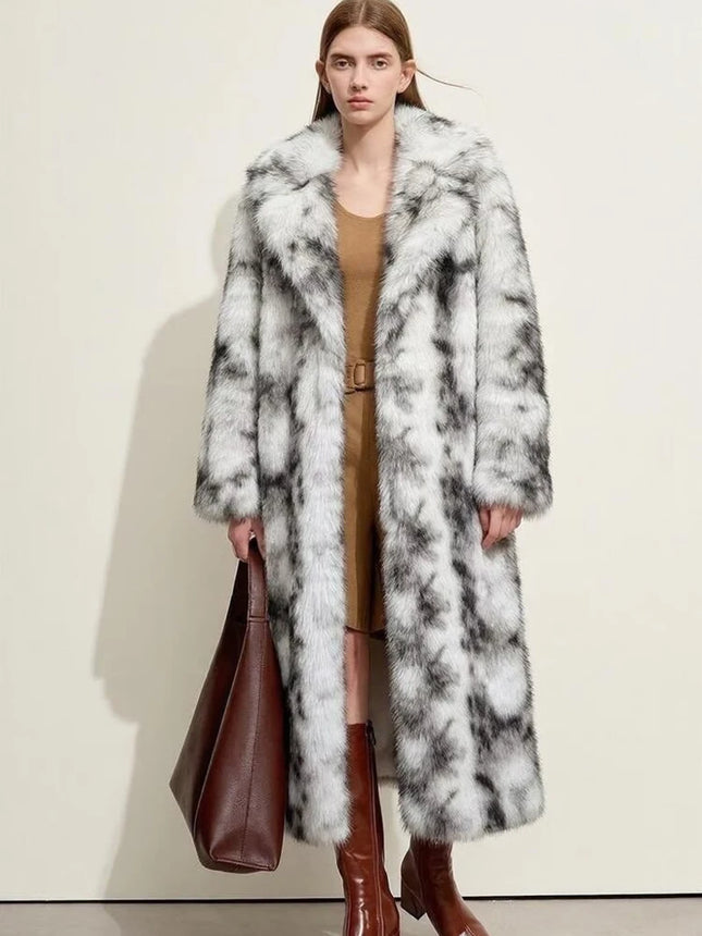ZADORIN New 130cm Long Fluffy Faux Fox Fur Coat Woman Elegant Lapel Thick Warm Faux Fur Jacket Woman Winter Fur Coats Outerwears