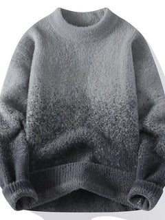 Imitation Mink Sweater for Men's Gradient Knitted Sweater for Couples Round Neck Thickened Warm Casual Pullover