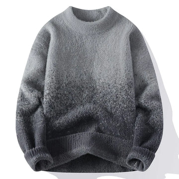 Imitation Mink Sweater for Men's Gradient Knitted Sweater for Couples Round Neck Thickened Warm Casual Pullover