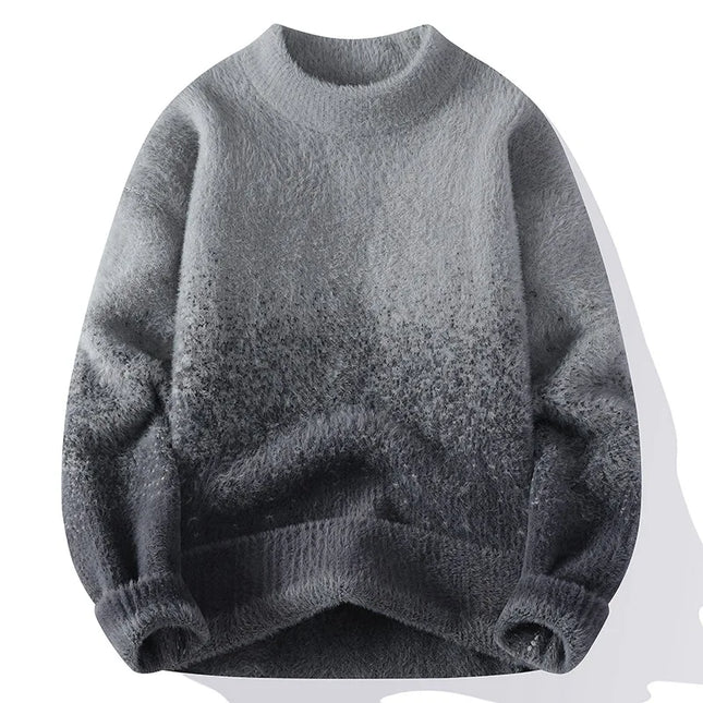 Imitation Mink Sweater for Men's Gradient Knitted Sweater for Couples Round Neck Thickened Warm Casual Pullover