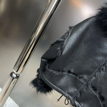 Winter Faux Lambskin Lapel Long-sleeved Inner Liner Thickened Fur One-piece Cotton-padded Jacket Street Fashion Warm Women Coat