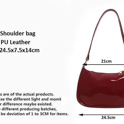 Retro Solid Color PU Leather Shoulder Underarm Bag Women's Fashion Handbags Casual Hobos Purses and Handbag Ladies Hand Bags PlatiNum