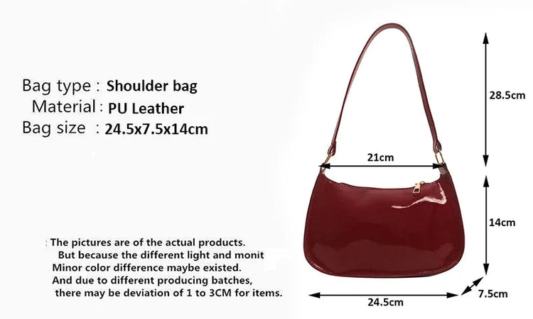 Retro Solid Color PU Leather Shoulder Underarm Bag Women's Fashion Handbags Casual Hobos Purses and Handbag Ladies Hand Bags PlatiNum