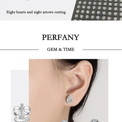 PERFANY 1CT Moissanite Earrings for Women S925 Pure Silver Water Droplet Cutting Laboratory Diamond Earrings Luxury Jewelry PlatiNum
