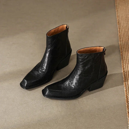 Women's Chelsea Boots High Heels Genuine Leather 2027 New Autumn Winter Fashion Women's Ankle Boots Retro Winter Boots Ladies