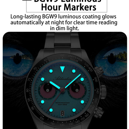 ADDIESDIVE VK64 Quartz Wristwatch Ceramic Bezel Chronograph Calendar Luxury Wristwatches Eyes Dial Bubble Mirror Glass Watches
