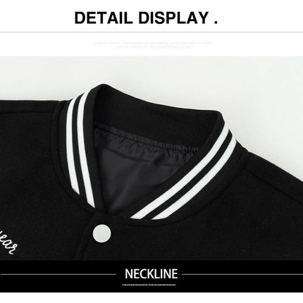 Men's Casual Varsity Jacket Racing Letterman Baseball Coat Vintage Embroidery Outerwear Streetswear with Faux Leather Sleeves