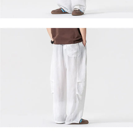 Pantaloni Leggeri e Sottili da Uomo, Traspiranti, Tinta Unita, Stile Harajuku, Gamba Larga, Casual, Oversize, Moda Harem, Streetwear Maschile