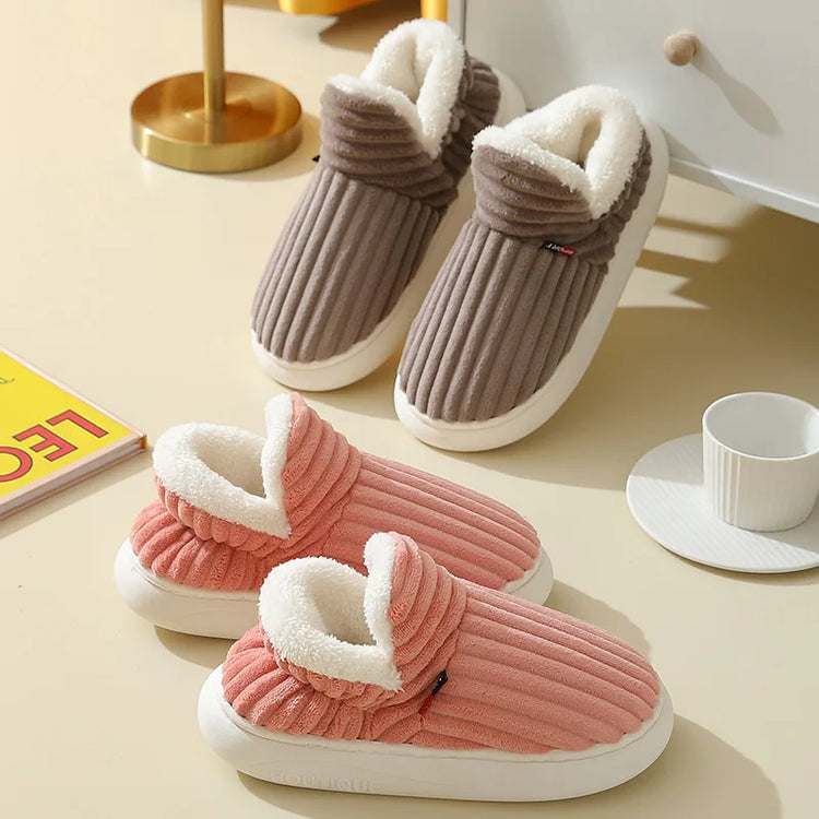Shevalues Winter Men Slippers Short Plush Men Cotton Boots Indoor Fluffy House Fur Slippers Men Casual Soft Fur Furry Men Shoes