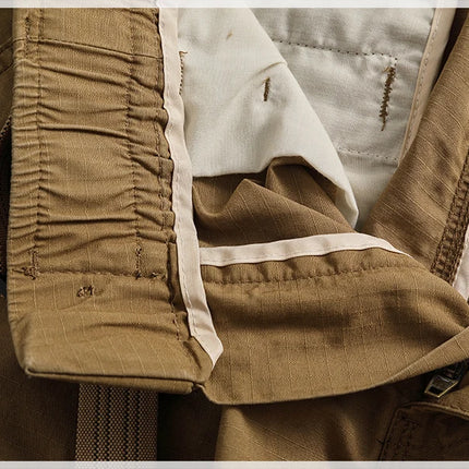 Men's corset casual pants loose 3D vertical cut retro military style outdoor scratch resistant multi-pocket cargo pants