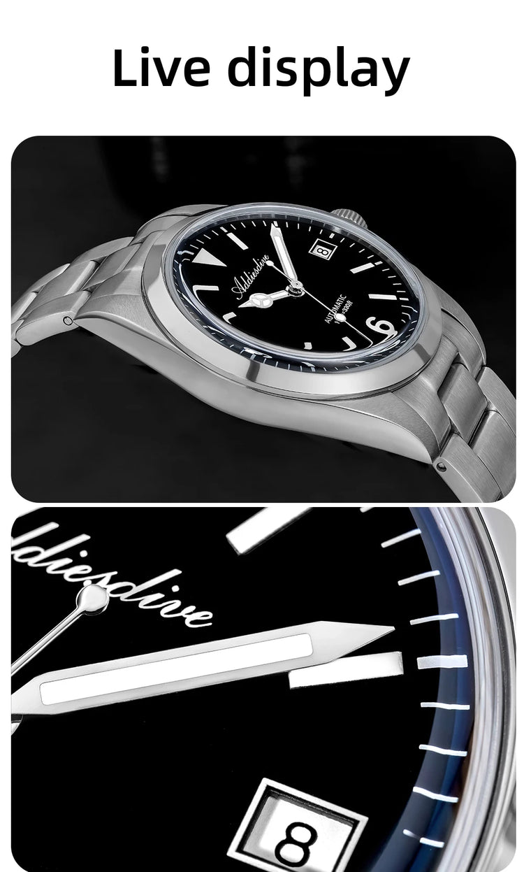 ADDIESDIVE AD2556 Men Luxury Automatic Watch ST2130 Movement 36mm Explorer Style Sapphire Bubble Crystal BGW9 Luminous 100M Wate