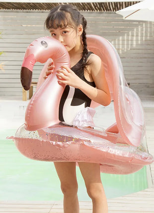 Rooxin Flamingo Nuoto Cerchio Bambino Infantile Galleggiante Piscina Anello di Nuoto Con Parasole Sedile Galleggiante Estate Spiaggia Piscina Festa Giocattoli