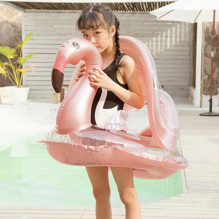 Rooxin Flamingo Nuoto Cerchio Bambino Infantile Galleggiante Piscina Anello di Nuoto Con Parasole Sedile Galleggiante Estate Spiaggia Piscina Festa Giocattoli
