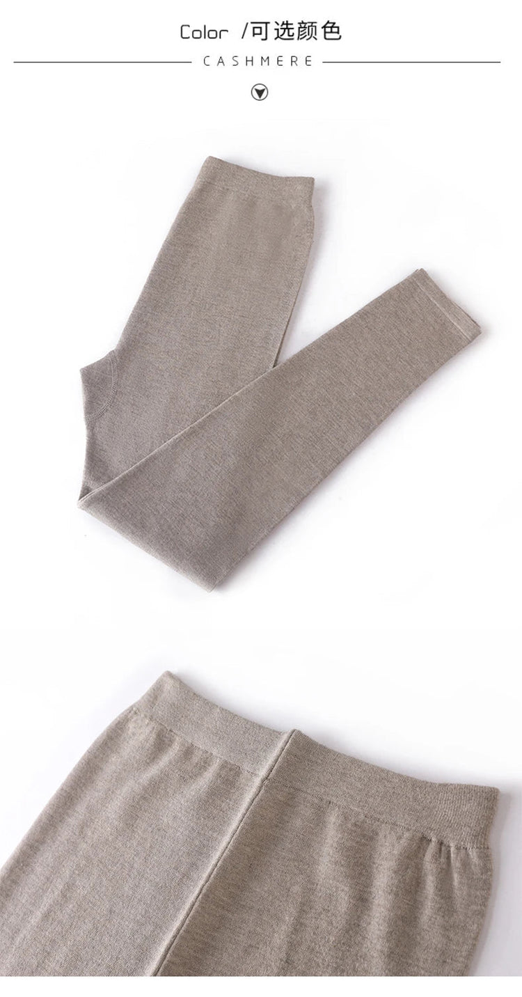 Wool Knitted Women Leggings 2024 Autumn Winter Elastic High Waist Casual Soft Warm Comfortable Trousers Ankle-Length Solid Pants PlatiNum