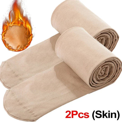 Women Thermal Stockings Winter Warm Elastic Slim Fleece Tights Pantyhose Thicken Plush High Waist Leggings Stocking Pants PlatiNum