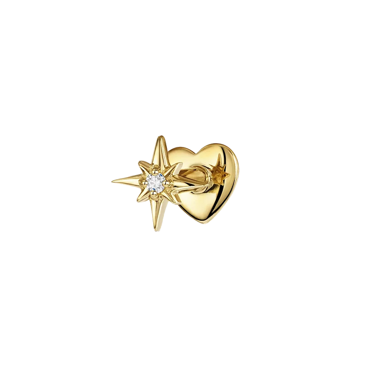 CANNER 1PC 925 Sterling Silver Crown Horse Eye Zircon Heart Flat Head Cartilage Piercing Stud Earring For Women Claasic Earring PlatiNum