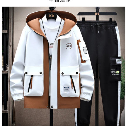 Windbreaker Regular Zipper Jacket 2023 Spring Men's Hooded Trend Printed Jacket Hip Hop Top Men's Low Price
