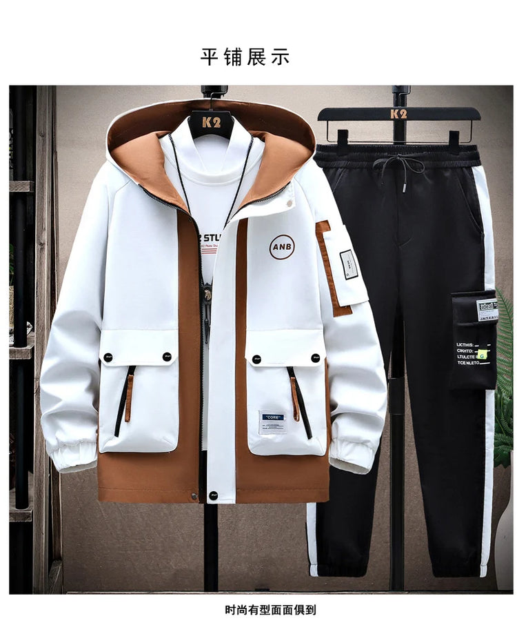 Windbreaker Regular Zipper Jacket 2023 Spring Men's Hooded Trend Printed Jacket Hip Hop Top Men's Low Price