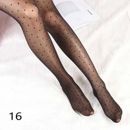 Calzamaglia da donna Sexy Plus Size calze di seta a pois piccole calze sottili Vintage finte calze da tatuaggio collant calzetteria femminile