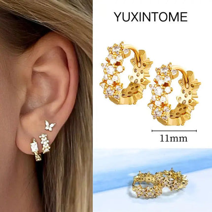 White Color Zircon Hoop Earrings 925 Sterling Silver Needle Cross/Star/Flower/Water Drop Pendant Gold Earrings Luxury Jewelry PlatiNum