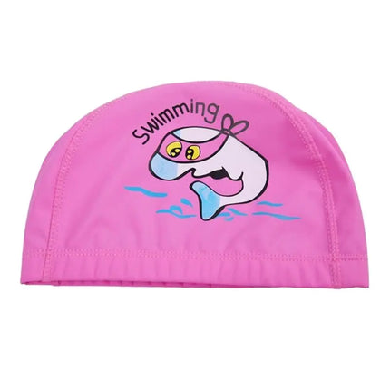 Cuffia da nuoto per bambini Tessuto PU impermeabile Simpatico cartone animato Animale Delfino Proteggi le orecchie Capelli lunghi Ragazzi Ragazze Cuffia da piscina Cappello