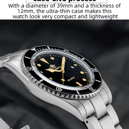 ADDIESDIVE 39mm Men's Analog Quartz Watch Ceramic Bezel K1 Domed Glass 200m Water Resistance C3 Super Luminous  Men's Dive Watch