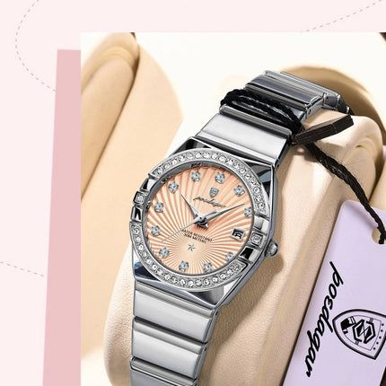 Orologio da donna POEDAGAR, raffinato, impermeabile, luminoso, con datario, in acciaio inossidabile, elegante orologio da polso al quarzo per donna. platinumshop