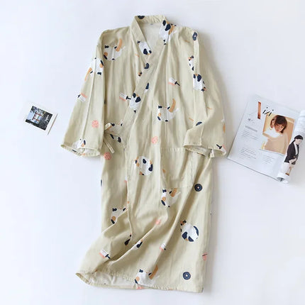 Pigiama kimono in stile giapponese estate nuovo pigiama di garza di cotone 100% camicia da notte da donna SPA yukata homewear pigiama lungo da donna