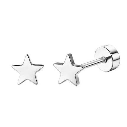 Florideco 1 paio di orecchini a bottone ipoallergenici con retro piatto per donna uomo orecchini a bottone per cartilagine in acciaio inossidabile chirurgico platinumshop