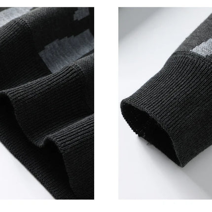 New Mens Sweater Fashion Knitted Fleece Lined Pullover Men's Autumn Winter Clothes Elegant Luxury Brand Fashion Knitted Sweaters