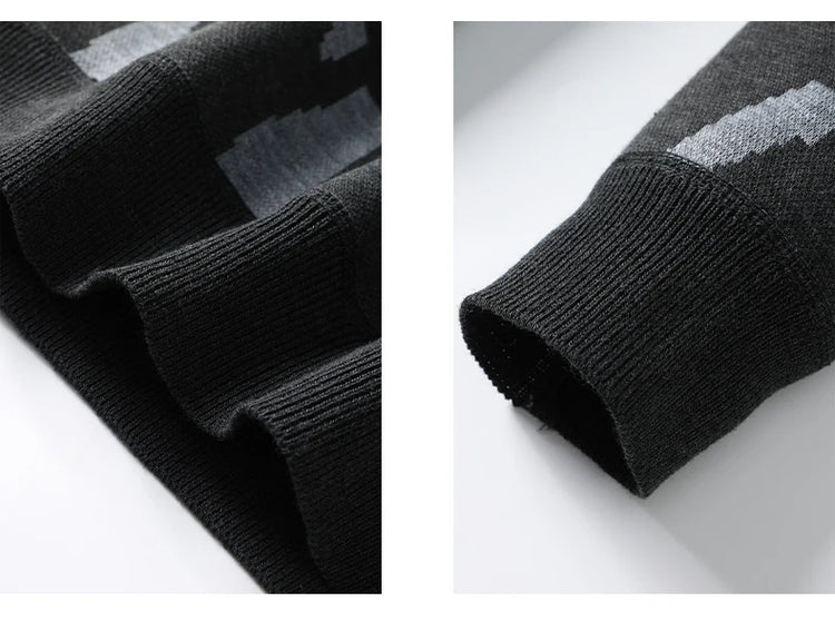 New Mens Sweater Fashion Knitted Fleece Lined Pullover Men's Autumn Winter Clothes Elegant Luxury Brand Fashion Knitted Sweaters