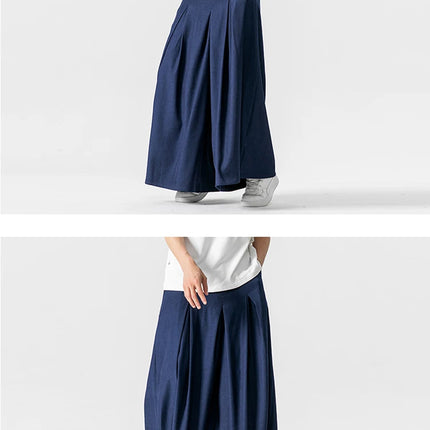 Pantaloni Larghi Samurai Giapponesi da Uomo in Cotone e Lino, Comodi e Casual, Stile Harun, Taglie Fino a 5XL