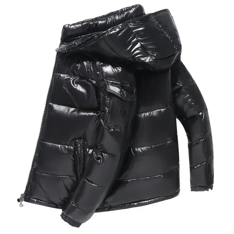 New High Quality Parkas Windproof Thickened Warm Long Sleeve Hooded Down Coat Men Trend Solid Color Short Winter Hooded Jackets
