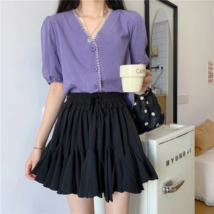 Abito da ballo estivo Minigonne bianche Donna 2024 Casual Vita alta Ruffles Faldas Fiocco coreano Ha
