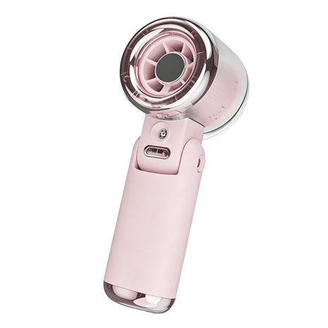 Mini Ventilatore Portatile con Nebulizzatore d'Acqua, 3600mAh, 5 Velocità, Pieghevole, da Appendere al Collo, Umidificatore, Ventilatore Spray Compatto, Ricaricabile USB-C