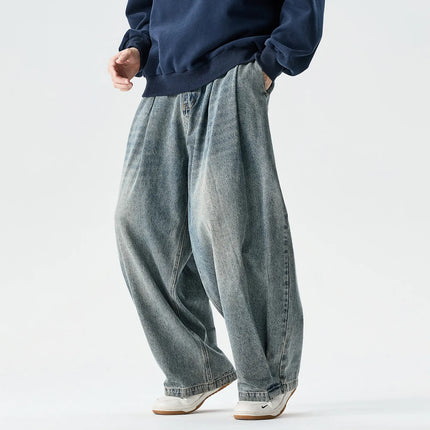 Jeans da Uomo Primaverili Stile Harajuku, Comodi e Lavati, Moda Y2K Punk Casual, Pantaloni Larghi e Leggeri