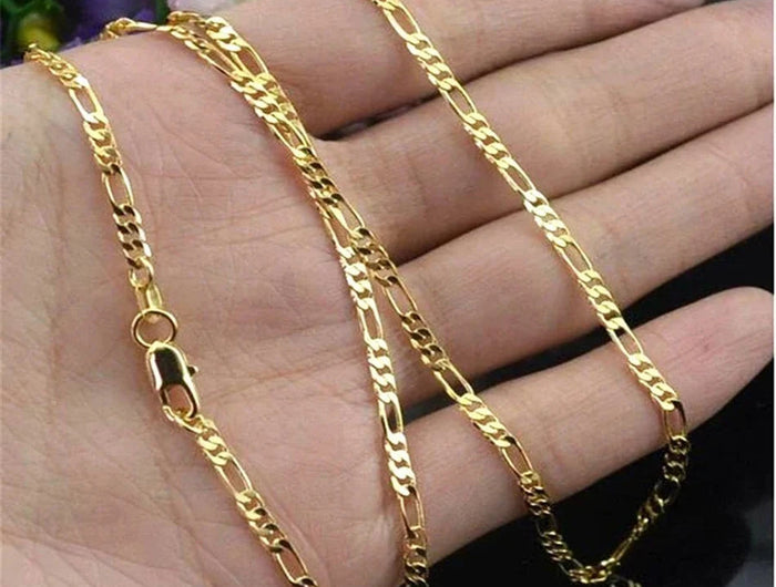 Exquisite Fashion 18K Gold Filled Necklace For Women Men Size 16-30 Inch Jewelry 4mm Figaro Chain Necklaces Wholesale PlatiNum