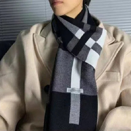 Winter Men Scarf Keep Warm Scarf Casual Fashion Brand Designers Knit Neckerchief Patchwork Wool Cashmere Scarf Shawl Wrap AC2228