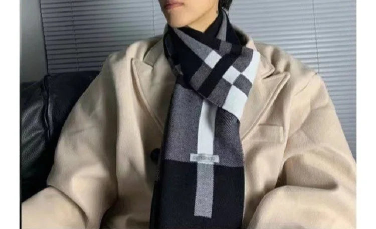 Winter Men Scarf Keep Warm Scarf Casual Fashion Brand Designers Knit Neckerchief Patchwork Wool Cashmere Scarf Shawl Wrap AC2228
