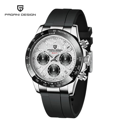 PAGANI DESIGN Nuovo Orologio da Polso al Quarzo da Uomo con Quadrante in Meteorite, Vetro Zaffiro, Cronografo, Impermeabile 100m, in Acciaio Inossidabile