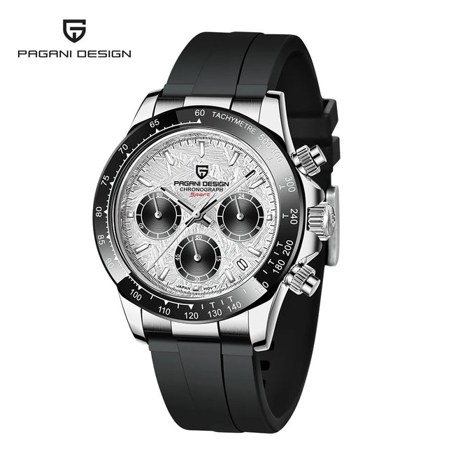 PAGANI DESIGN Nuovo Orologio da Polso al Quarzo da Uomo con Quadrante in Meteorite, Vetro Zaffiro, Cronografo, Impermeabile 100m, in Acciaio Inossidabile