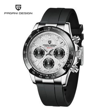 PAGANI DESIGN Nuovo Orologio da Polso al Quarzo da Uomo con Quadrante in Meteorite, Vetro Zaffiro, Cronografo, Impermeabile 100m, in Acciaio Inossidabile