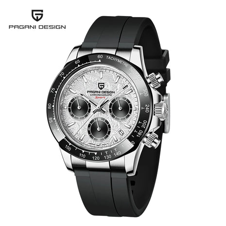 PAGANI DESIGN Nuovo Orologio da Polso al Quarzo da Uomo con Quadrante in Meteorite, Vetro Zaffiro, Cronografo, Impermeabile 100m, in Acciaio Inossidabile