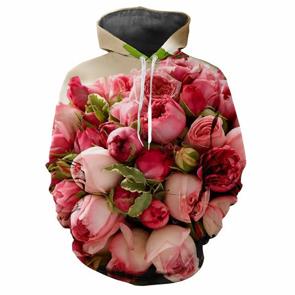 New Flower Fun 3D Harajuku Printing Street Fashion Avant-garde Men's And Women's Soft Comfortable Trend Rose Party Hoodie Top