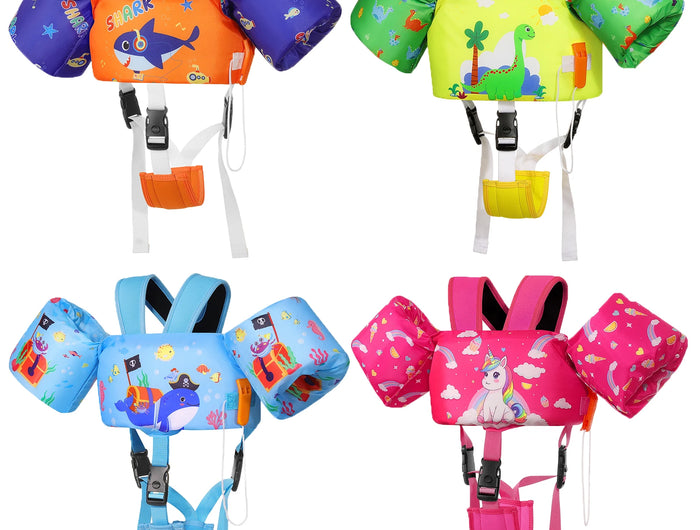 Kids Swim Vest Floaties for Children Arm Band Floaties with Adjustable Strap Swim Jacket Water Wing Pool Floating Learning Swimming