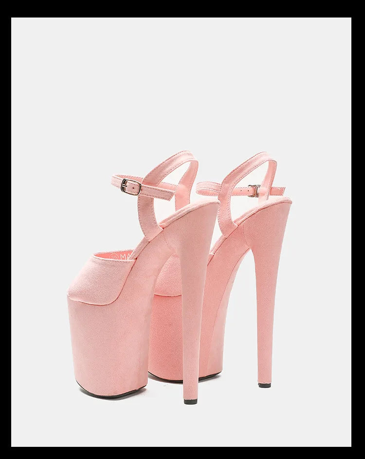 Purple Super High Heel Nightclub Stage Shoes Women 20CM Stiletto Suede Pole Dance Sandals Model Catwalk Show Summer High Heels