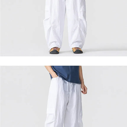Pantaloni estivi da uomo Haori Harajuku Pantaloni a gamba larga con elastico in vita Pantaloni comodi da uomo oversize per sport all'aria aperta Pantaloni da jogging Streetwear