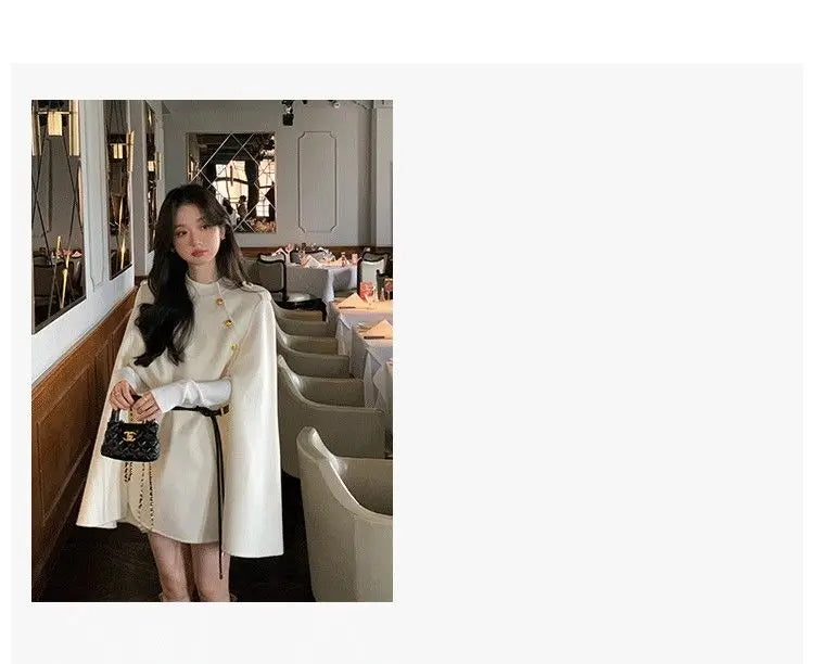 2026 New Style Women's Wool Coats Capes Autumn/Winter Princess Style Wool Cloak Woman